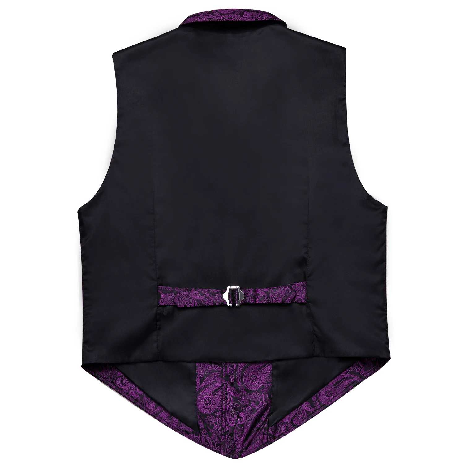 Barry.Wang Purple Floral Herringbone Vest Coat Men Silk Suit Vest Single-Breasted Notched Lapel Waistcoat MD-2103