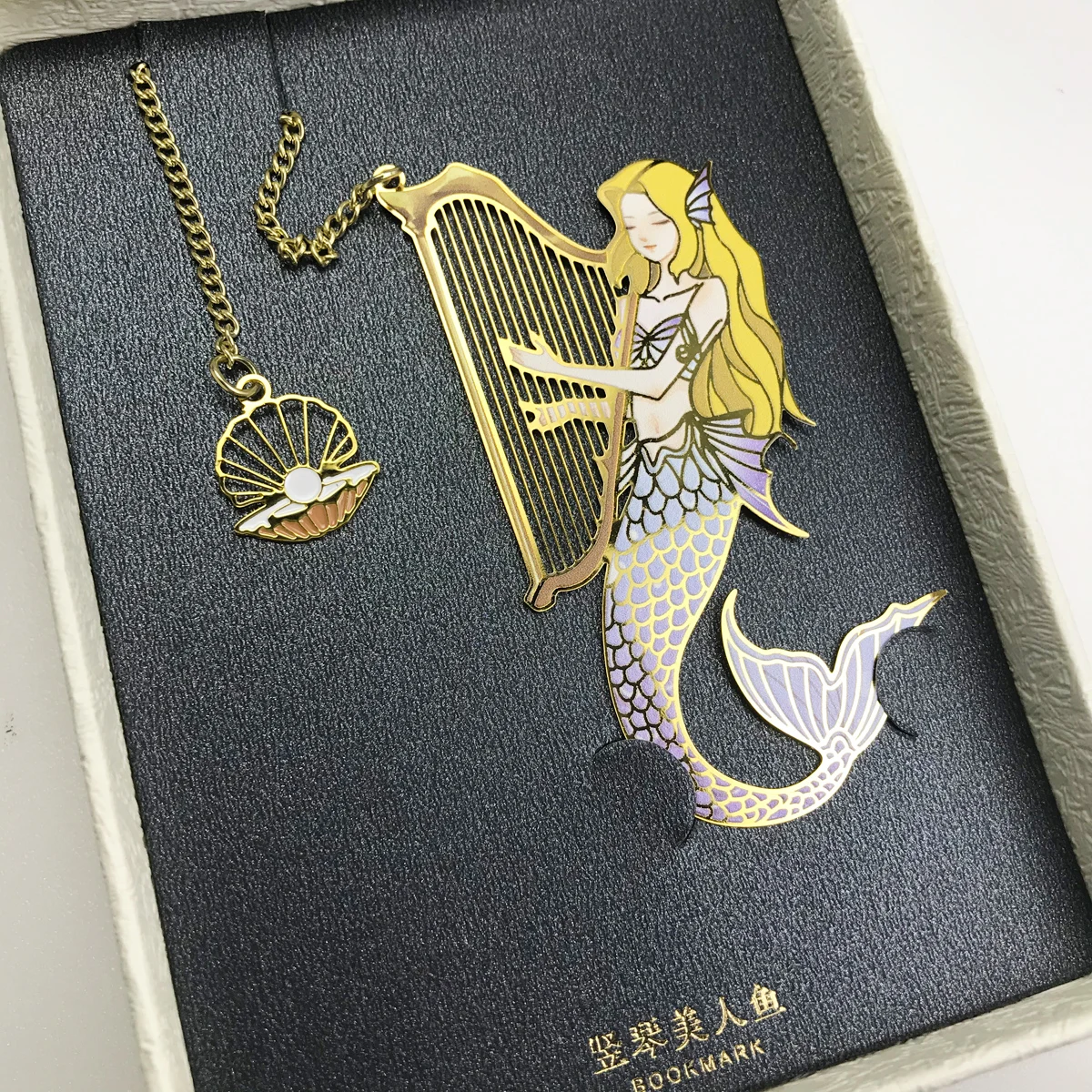Arpa sirena latón marca de paginación Vintage hueco Metal marcapáginas regalos creativos arte Retro regalos escuela Oficina suministros