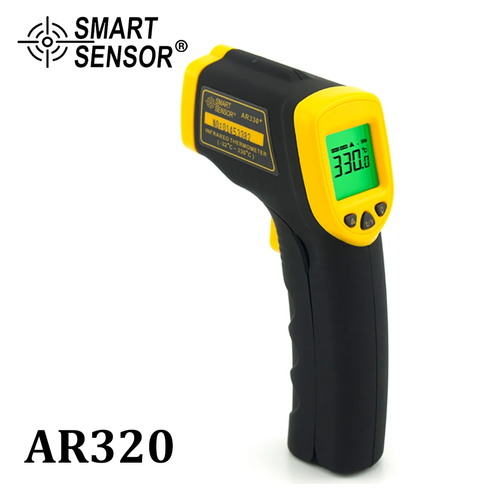 

SMART SENSOR AR320 Digital Non Contact Infrared Thermometer Ir Laser Point Temperature Gun -26F~716F(-32C ~ 380C) Pyrometer