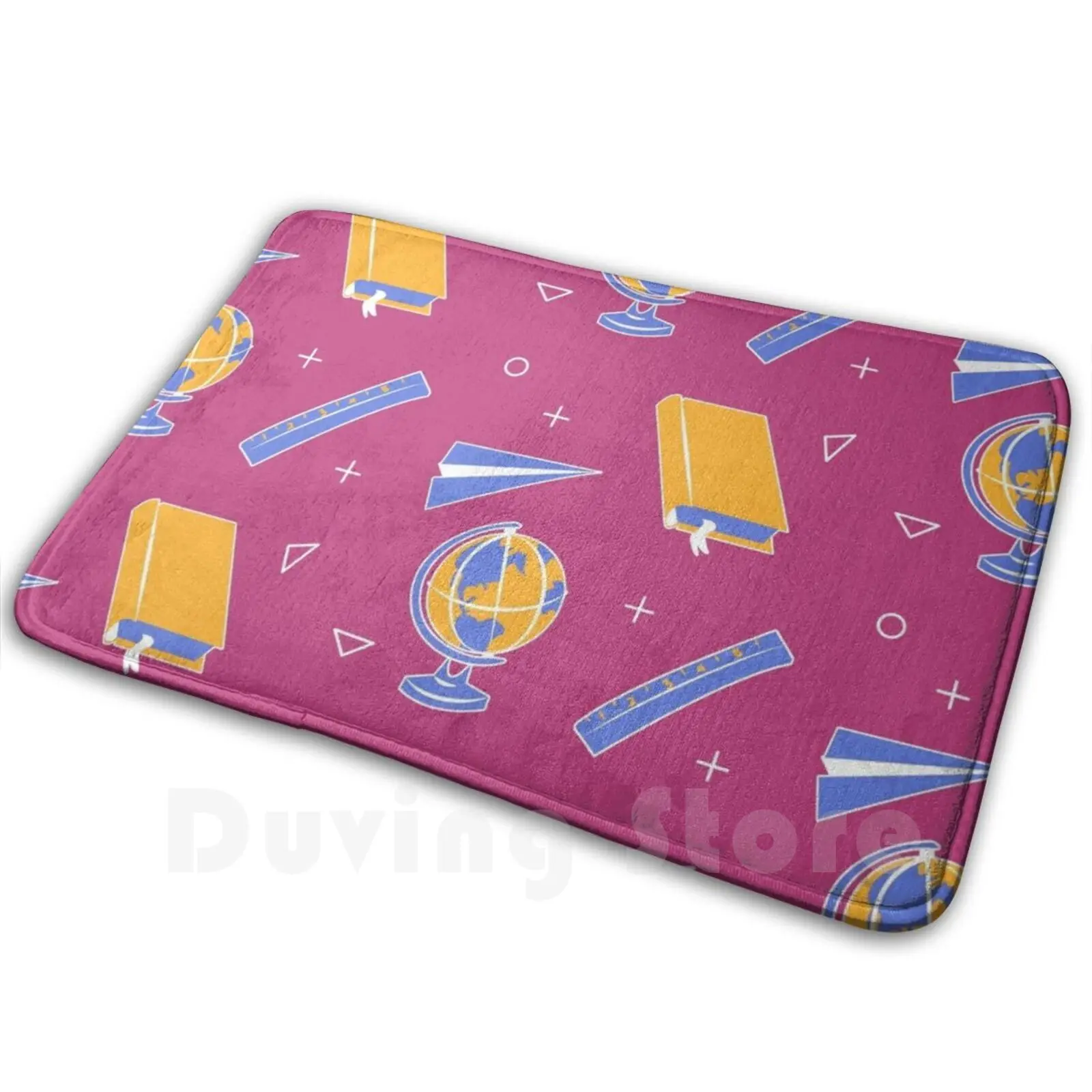 Tapis de sol antidérapant pour la rentrée scolaire, pour chambre à coucher, école, géographie, papier mathématique, avion, Zoom