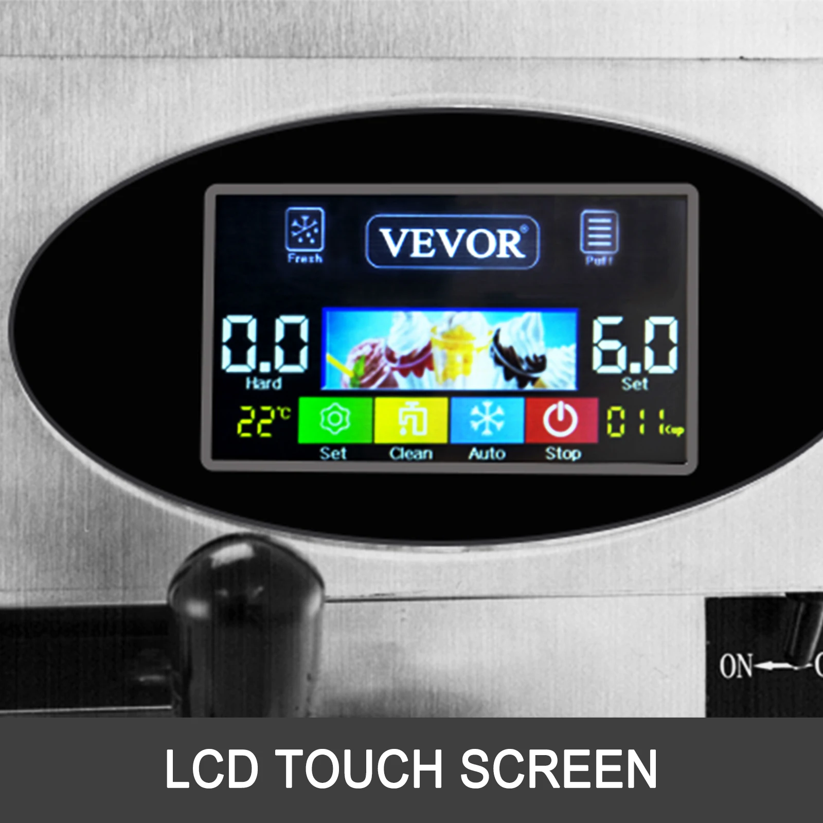 VEVOR 20-28L/H Soft Ice Cream Maker Commercial Countertop Tricolor 2+1 Flavors Sweet Cones Freezing Equipment Vending Machine