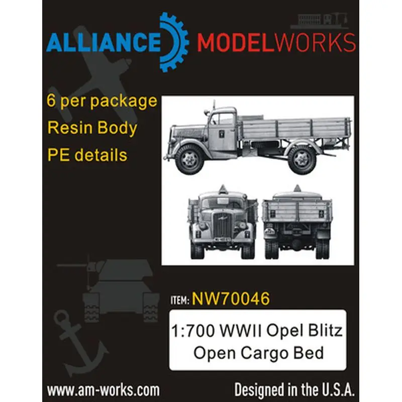 AM-WORKS NW70046 1/700 WWII German Opel Blitz Open Cargo Bed (6pcs) - Upgrade Detail Set