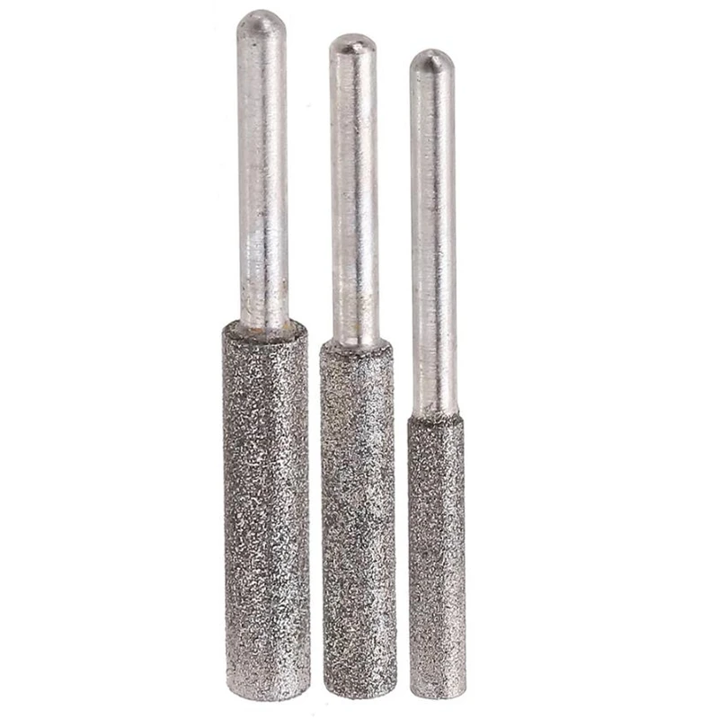 1Pc 3mm Shank 4/4.8/5.5mm Diamond Grinding Head Chainsaw Sharpener Stone File Chain Saw Sharpening Carving Grinding Tool