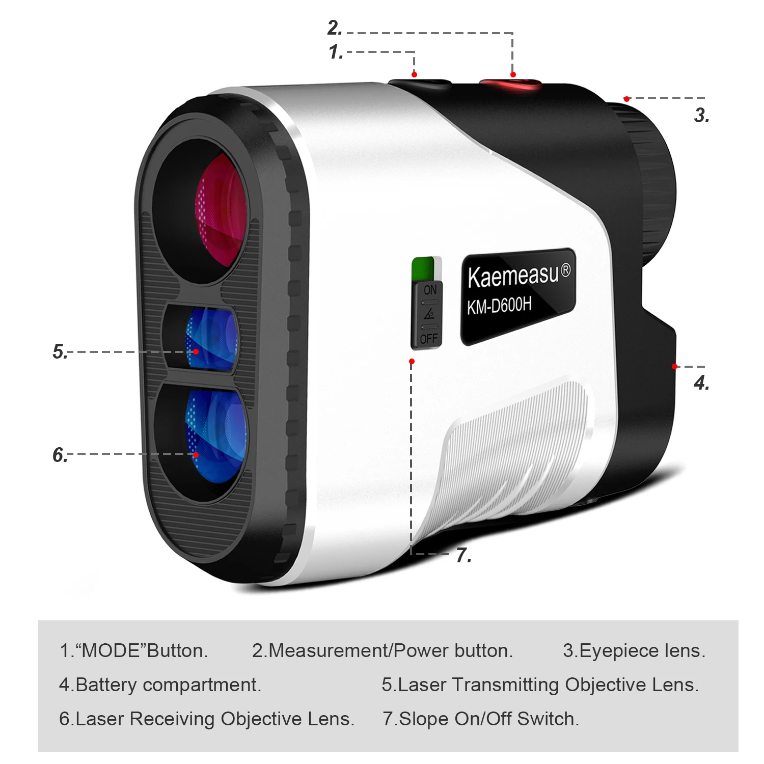 Imagem -02 - Telêmetro Handheld do Laser do Golfe do Laser do Rangefinder do Laser da Longa Distância Mini Rangefinders com Inclinação