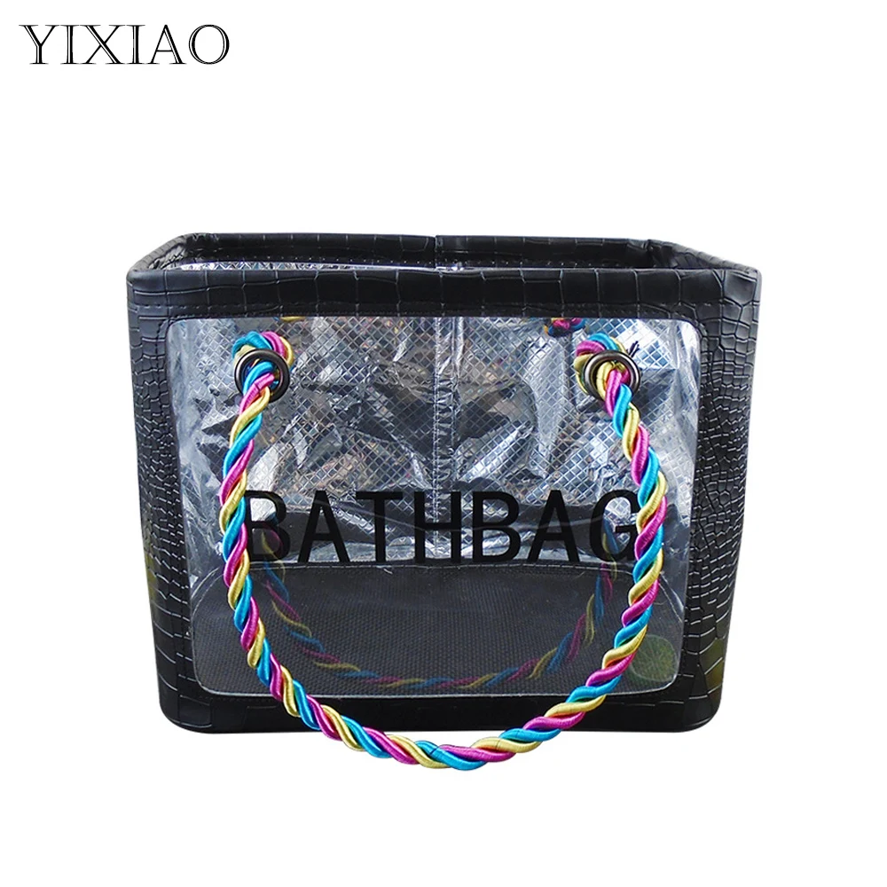 YIXIAO Women Swimming Bag Waterproof Handbags Transparent PVC+PU Pool Beach Makeup Organizer Toiletry Storage Swim Bag