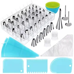 66Pcs/Set Cake Decorating Tools Piping Nozzle Tips Bags Reusable TPU Pastry Bags Stainless Steel Icing Tips Baking Supplies