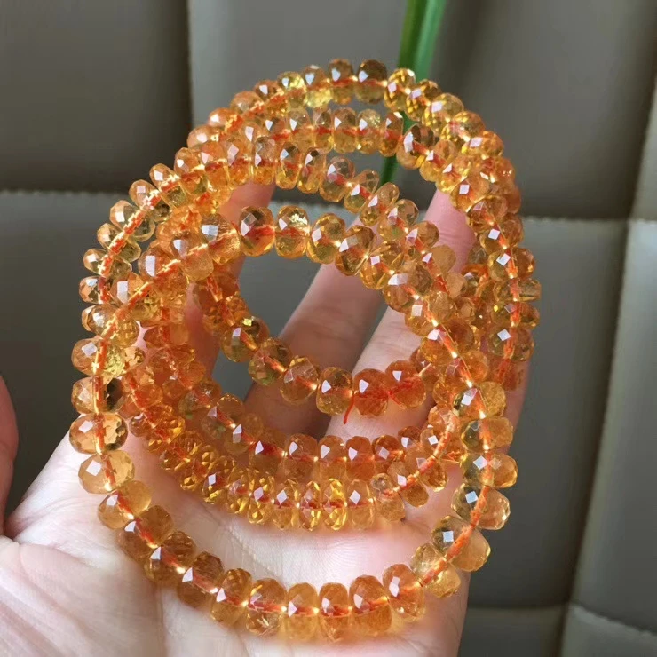 

Natural Yellow Citrine Quartz Gemstone Bracelet Abacus Beads Cut Bracelet 7mm 8mm 9mm Wealthy Stone AAAAAA