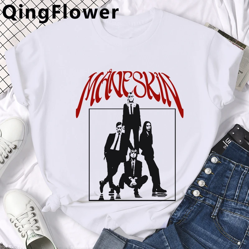 Seeyoushy Maneskin Hip Hop Print T Shirt Men Unisex Anime Graphic Summer T-shirt Casual Streetwear Tshirt Manga Top Tees Male