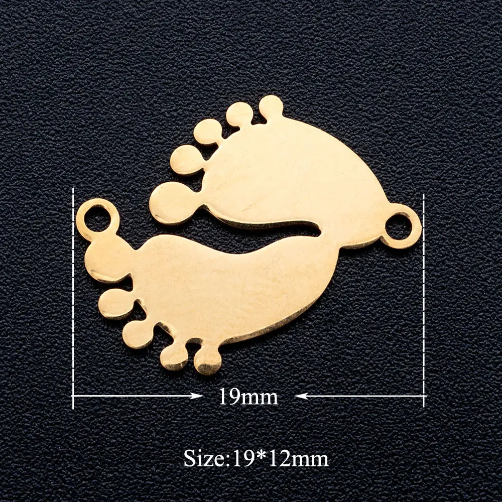 10pcs/lot 316L Stainless Steel Etched Baby Girl Boy Sole DIY Charm Palm Crown Heart Necklace Pendant Wholesale Jewelry Finding