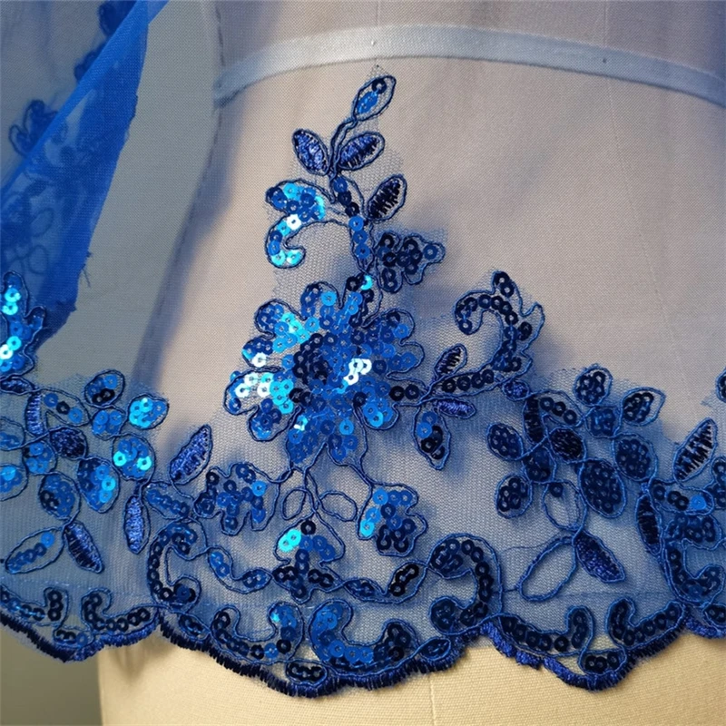 Short Royal Blue Braut Hochzeit Schleier Eine schicht Volle Spitze Rand Tüll Mit Kamm Zubehör für Bräute Kurzen Schleier Ein schicht 0,9 m