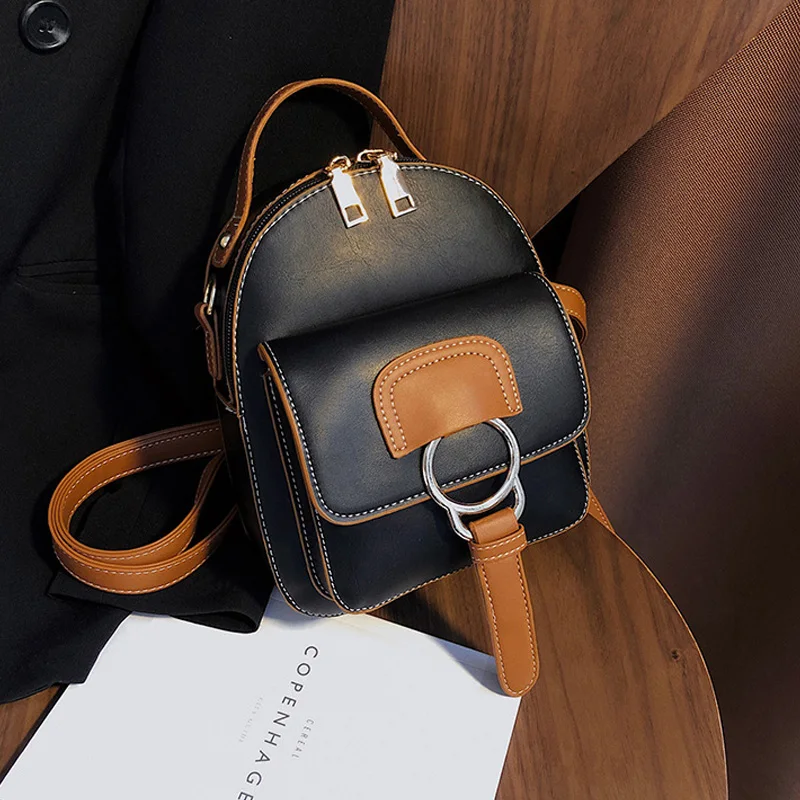 Mini Backpack Women PU Leather Shoulder Bags For Teenage Girls Kids Multi-Function Small Bagpack Female Ladies School Backpacks