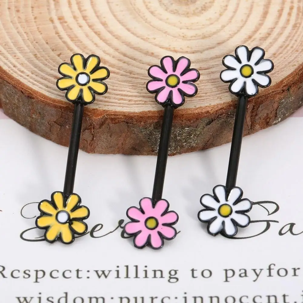 2pcs Titanium Nipple Piercing Heart Barbell 14G Opal Nipple Shield Flower Charming Nipple Rings For Women Body Piercing Jewelry