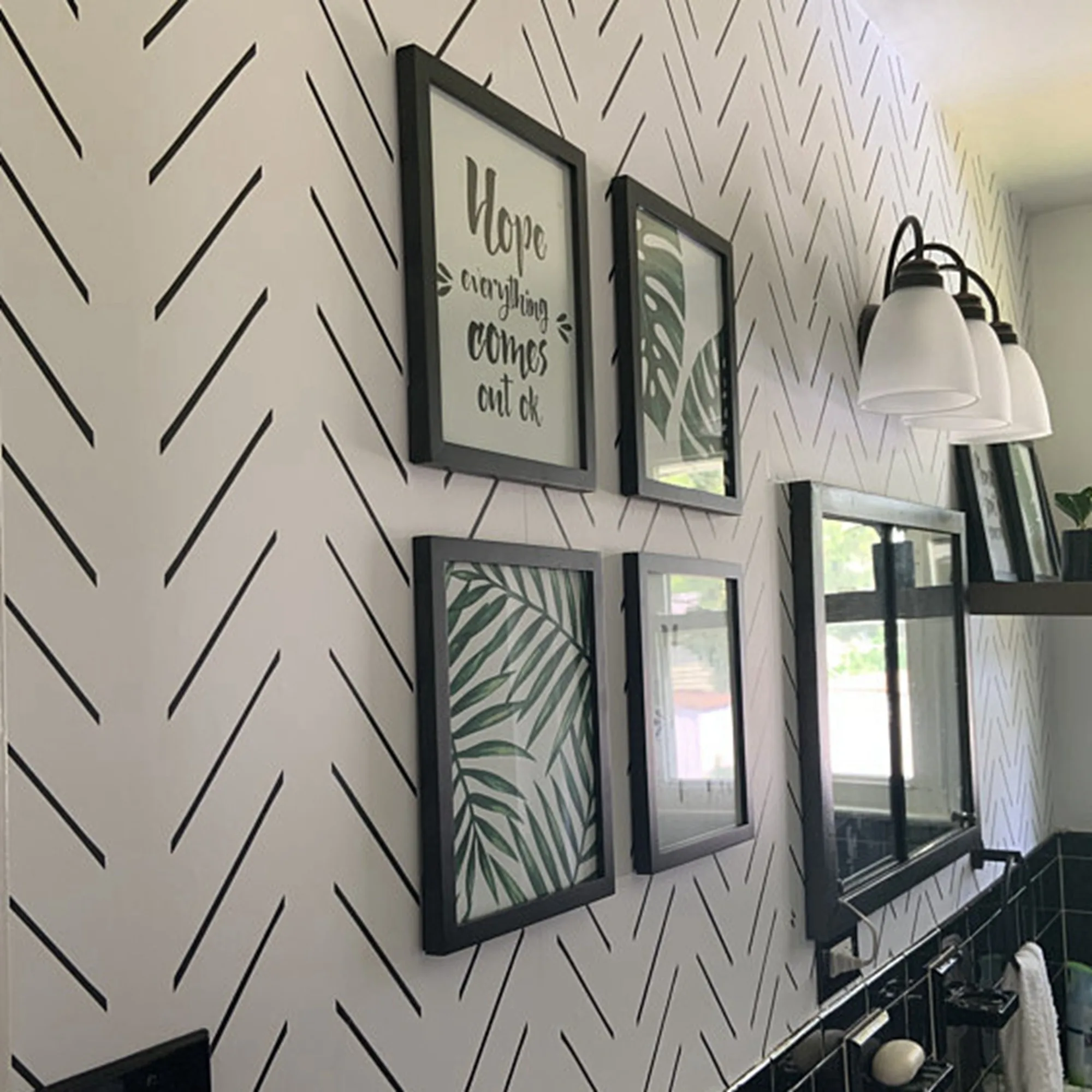 

Modern Delicate Herringbone Wallpaper in Black and White, Scandinavian Design, Removable Non-woven, Peel and Stick Wall Paper