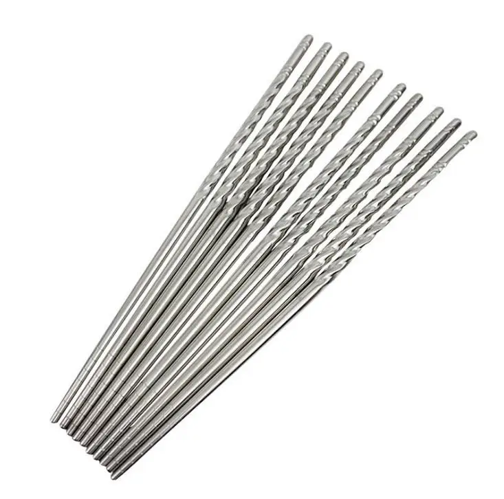 wholesale 500Pairs Chinese Style Thread Stylish Non-slip Design Stainless Steel Chop Sticks Chopsticks Environment Hollow SN3901