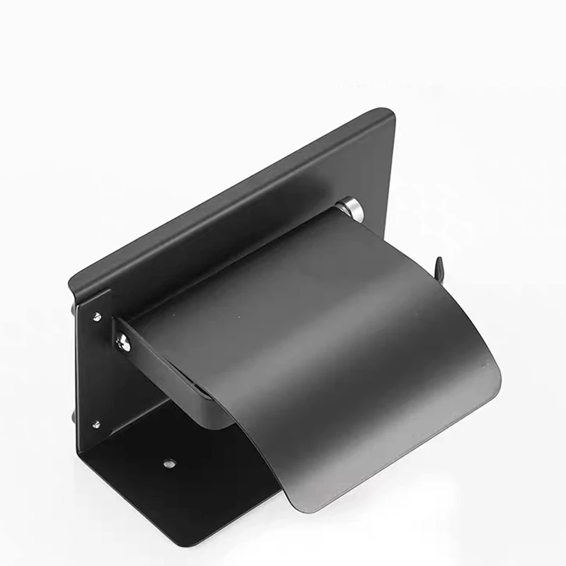 

Black Stainless Steel Paper Holder Wall Mounted Bathroom Roll Hooks Mobile Phone Storage Shelf Home Tissue Organizer