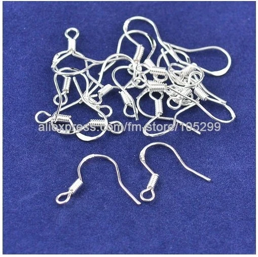 200PCS/Lot Shiny 925 Sterling Silver Earring Wire Hook Accessories For Making DIY Jewelry Handmade Wholesale