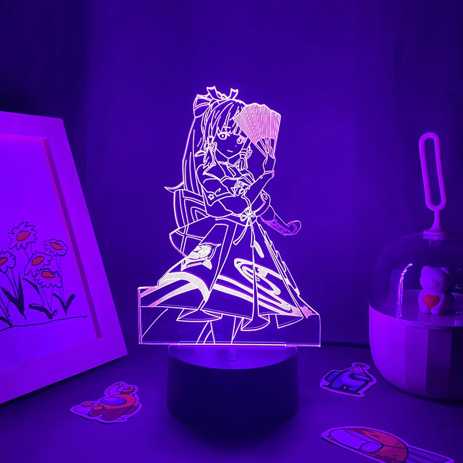 3D Game Anime Genshin Impact Led Night Light Lava Lamp Cool Birthday Gifts For Friends Gaming Room Table Decor Kamisato Ayaka