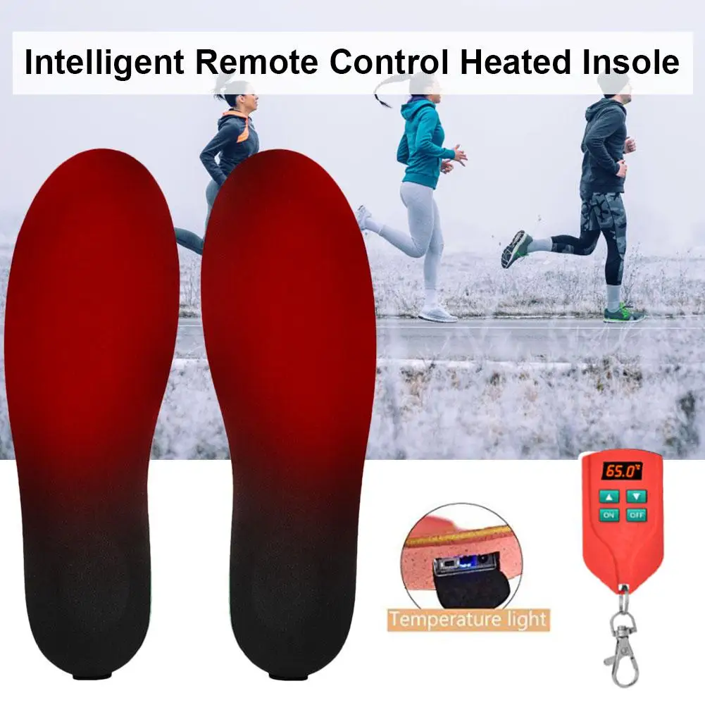 Rechargeable Heated Insoles Warm Keeping Intelligent Remote Control Foot Warmer For Winter Motorcycle Bicycle Riding Skiing Camp