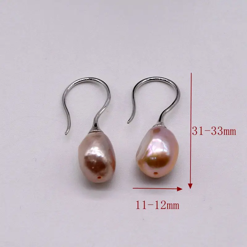 Pearl Earrings Color Natural Freshwater Pearl Big Hook Silver Earrings Baroque Pearls Simple Ladies Earrings Girls Gift Choice