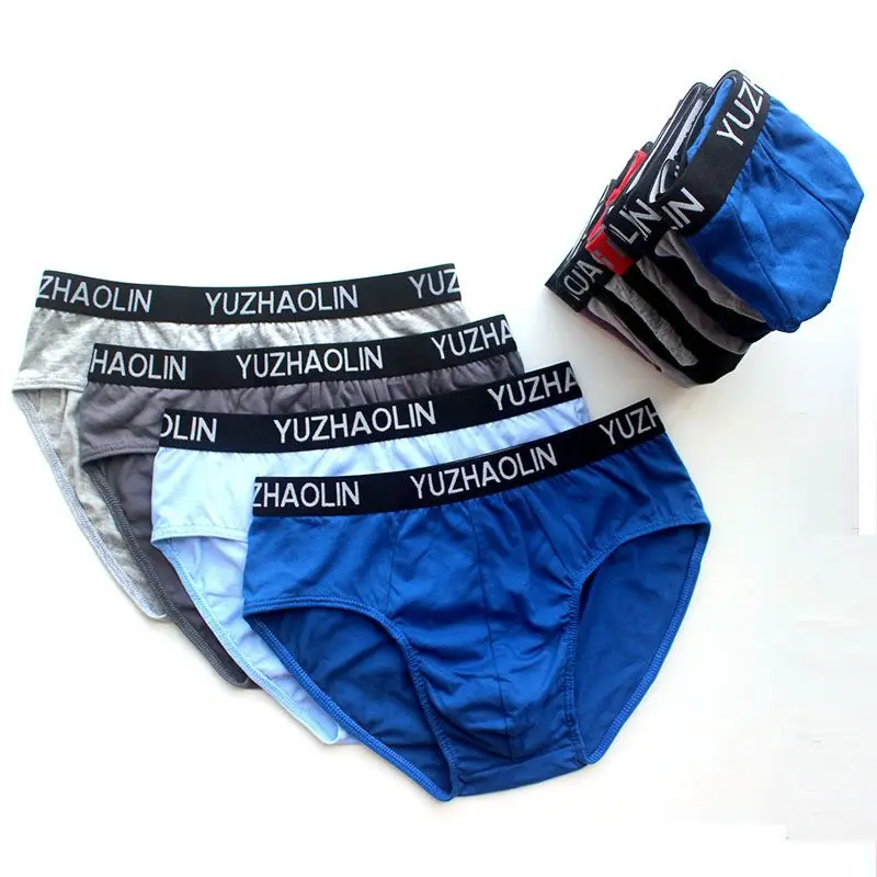 Teen briefs cotton men's underwear men's cotton mid-rise briefs fashion loose boys shorts 3/pcs