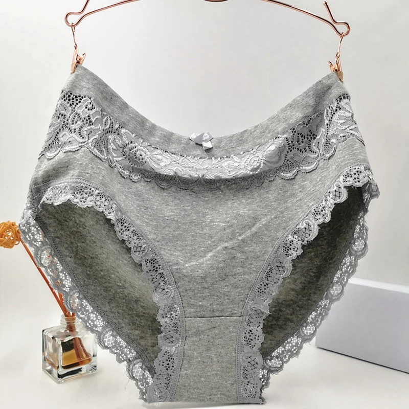 Women\'s Panties Breathable Cotton Underwears Plus Size Big Size Sexy Lace Lingeries Hollow Flowers Knickers Briefs