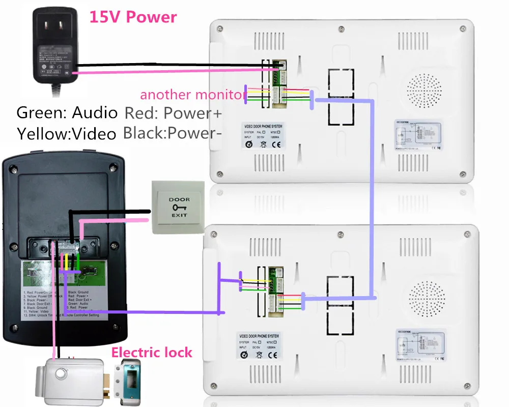 7 "Sistem Interkom Video Speakerphone Visual 1000TVL Infared IR Bel Pintu Kamera Video Kabel Telepon untuk Apartemen Rumah