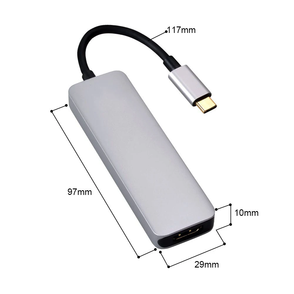 Kompatybilny z USBC na HDMI USB 3.0 USB2.0 gniazdo kart SD TF 4K 30Hz 1080P wyświetlacz HDTV wyjście wideo typ C Hub Adapter dla MacBook