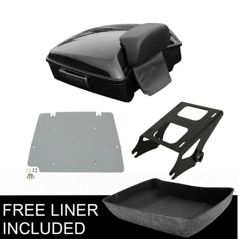 Motorcycle Chopped Pack Trunk Backrest Rack & Plate For Harley Tour Pak Street Glide 14-20