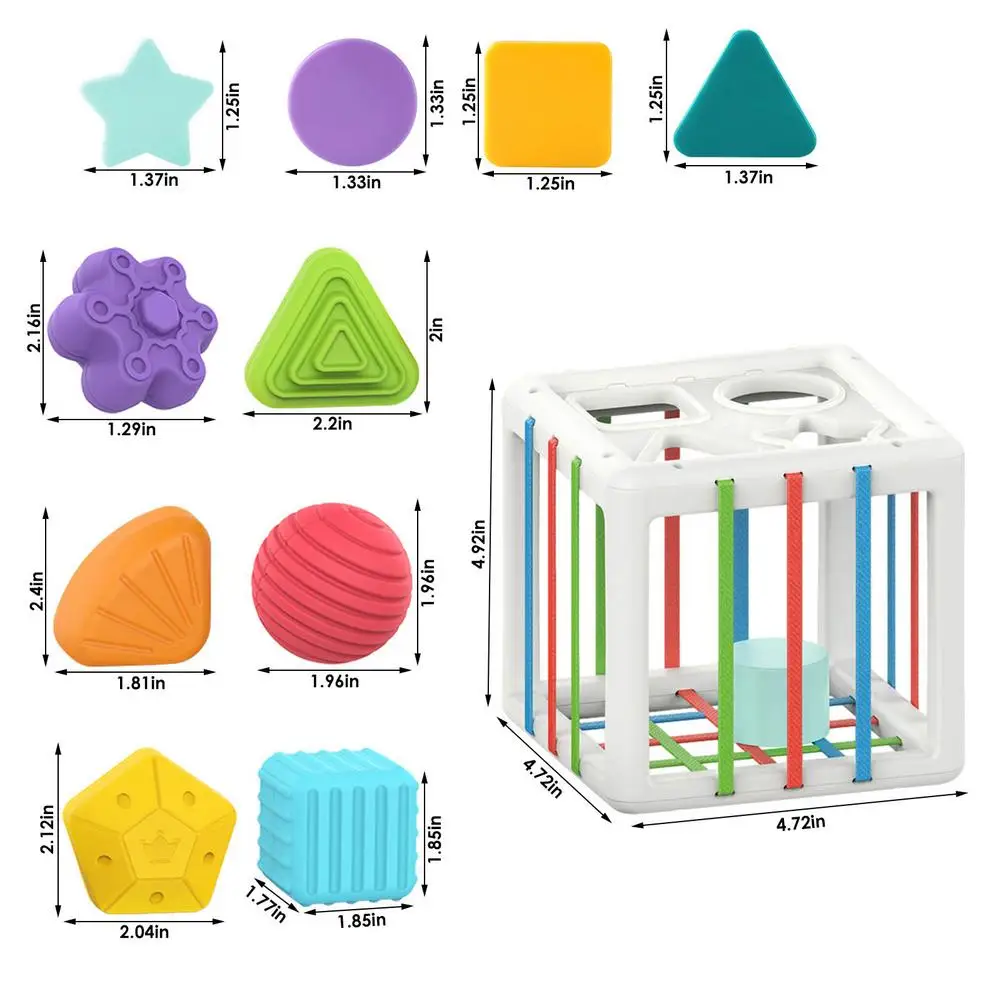 Baby Sensorischen Bin Sortierung Spielzeug-Baby Form Sorter Spielzeug Bunte Cube Und 10 Pcs Multi Sensorischen Form-Früh entwicklung Aktivität