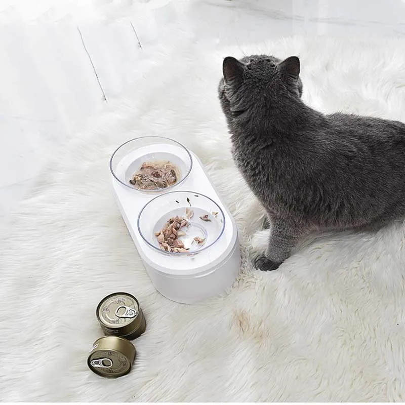 Cat Dog Bowls With  Stand Double Bowl Prevent Breakage Food Dispenser Plastic Can Store Things Suitable For Eat And Drink