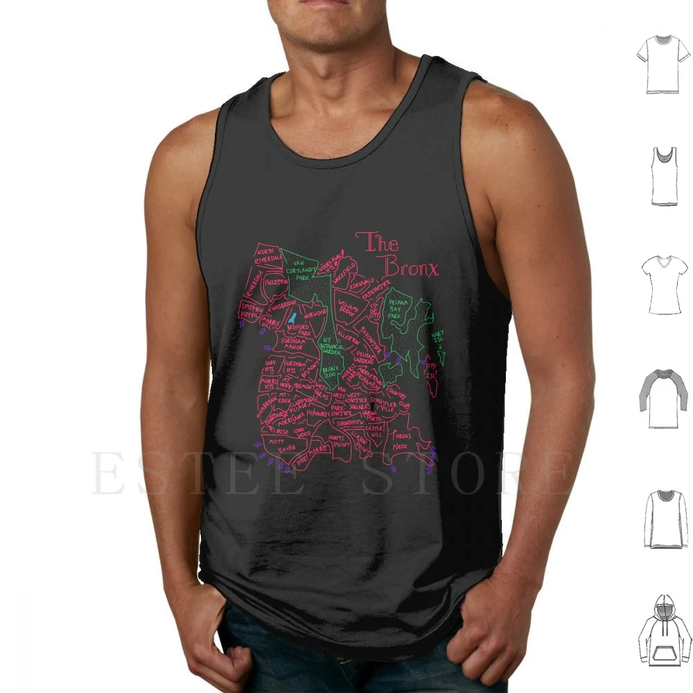 The Bronx Tank Tops Chaleco Bronx Nueva York Neighborhoods Mapa Borough Doodle Mapa de palabras Pelham Bay Morris Marble Hill Throgs