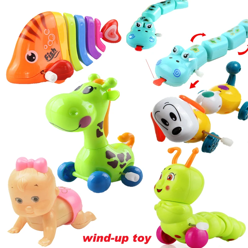 

Random 3 Styles Set Cartoon Wind Up Animal Car Model Classic Wind-up Toy Interesting Fish Deer Dog Action Figure Baby Kids Gift