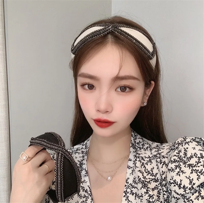 

Fashion Korean Rhinestone Headband Bow Hair Hoop Hairband for Women Girls High-quality rabbit ears Hair Band Hair Accessories