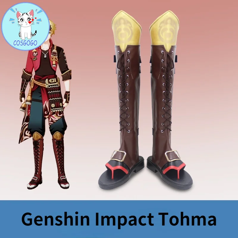 Genshin Impact Thoma Cosplay Shoes Boots Halloween Cosplay Costume Accessories Props PU leather anime