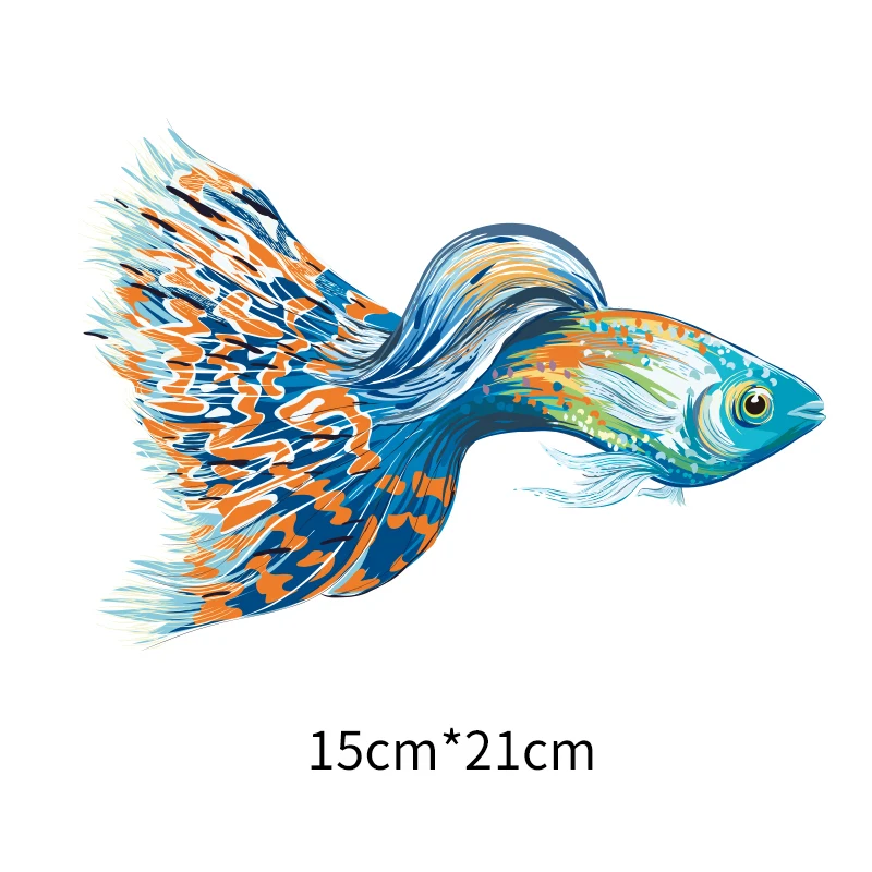 Fashionable and exquisite marine animal goldfish print iron on T-shirt thermal transfer color fish decoration girls clothes