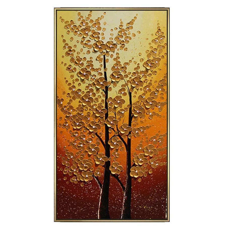 

Hand Painted Knife Oil Painting On Canvas Tree Landscape Reflection 3d Paintings For Living Room Modern Abstract Art Decorative