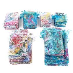 Wholesale 10/20/50Pcs Drawstring Organza Bags White Colorful Jewelry Packaging Bags Wedding Party Jewelry Beads Gift Pouches