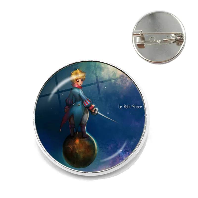 2021 New The Little Prince Pin Glass Dome Cabochon Hand Craft Jewelry Prince With Fox Lapel Pin Brooch