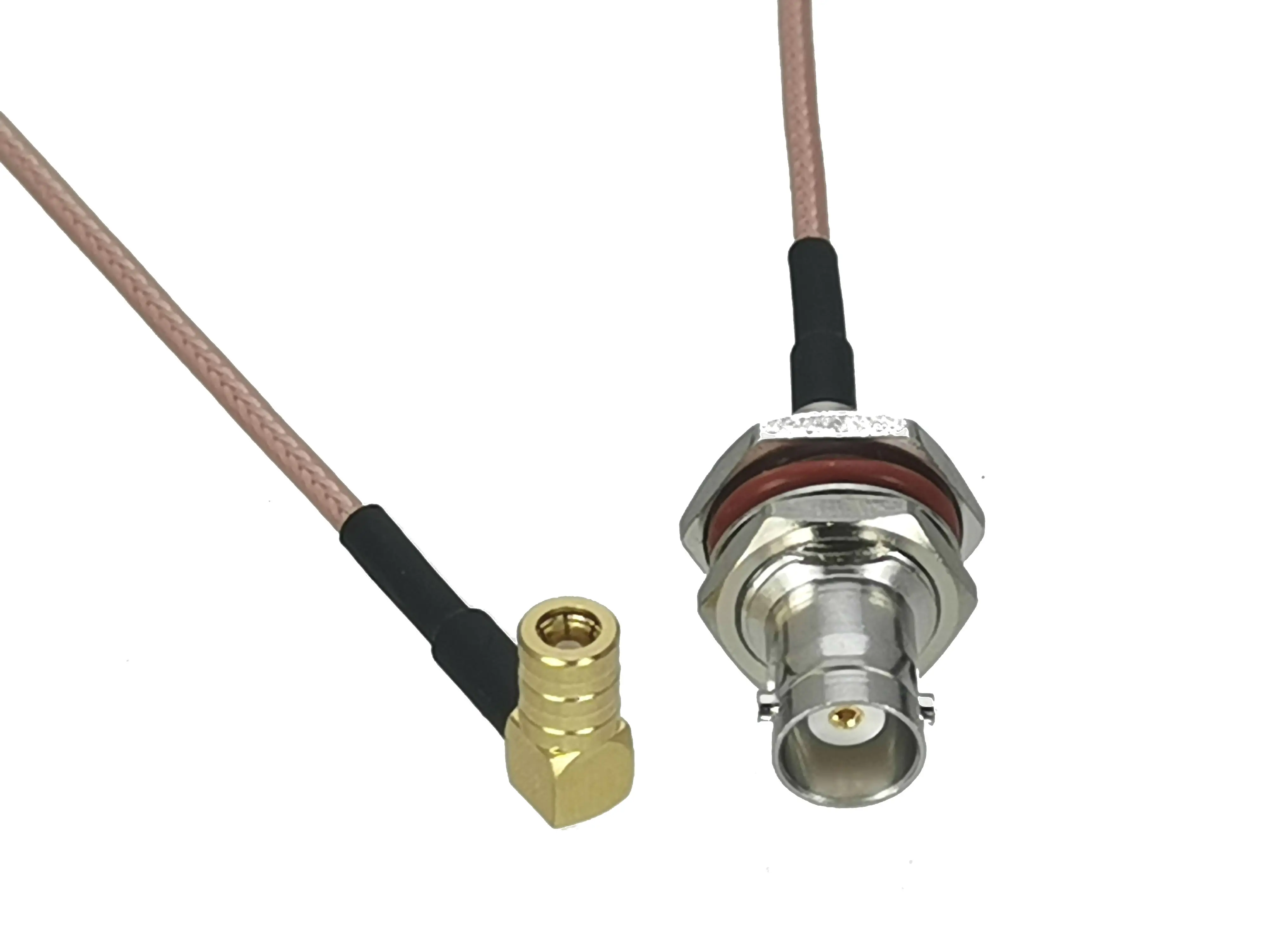 Cable BNC female bulkhead to SMB female jack right angle RG316 Jumper pigtail 4inch~10FT