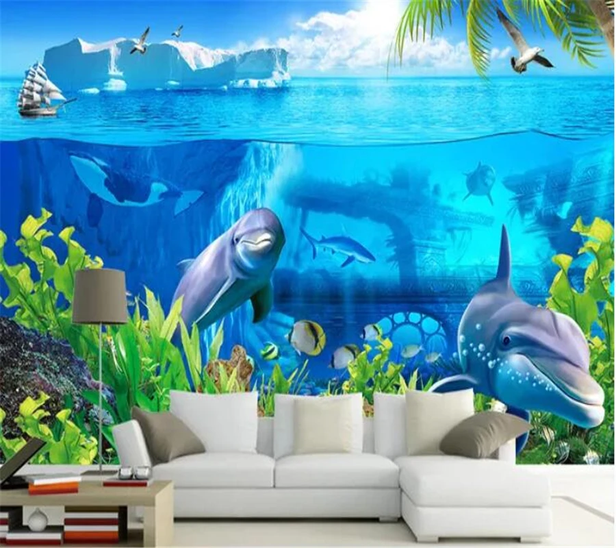 

mural Custom wallpaper papel de parede Seabed iceberg sea animal world stereo 3D TV background wall papier peint behang