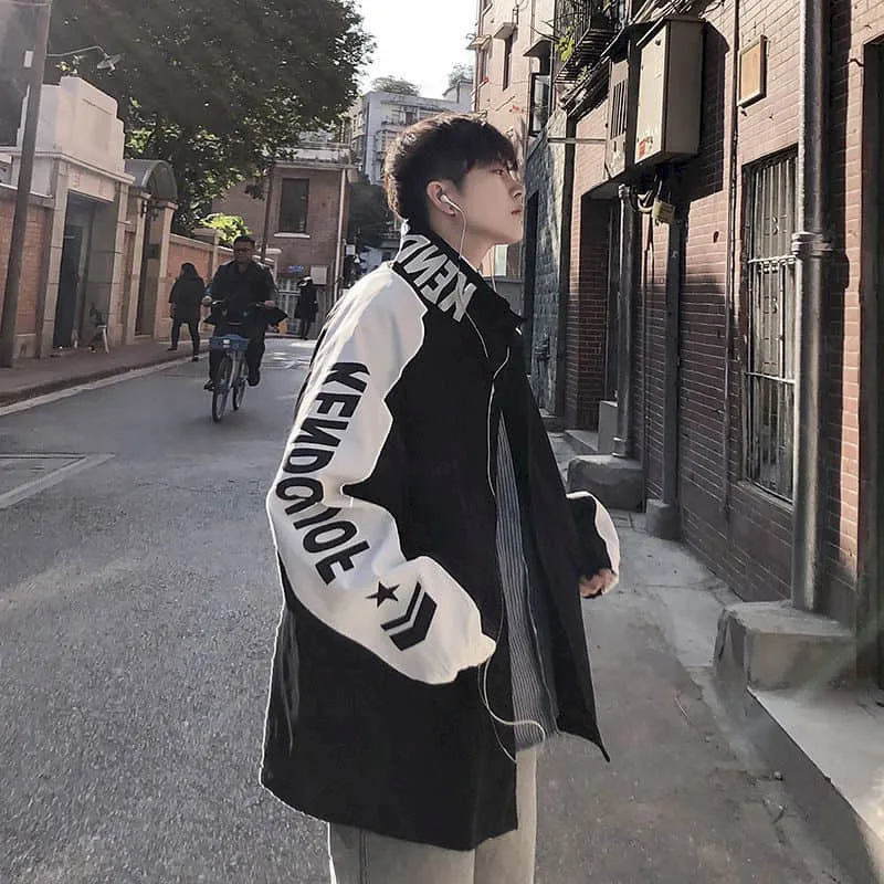 

Autumn and Winter Double Thicen Coat Male Korean Style Hong Kong Loose Handsome Student Baseball Uniform Jackets for Men