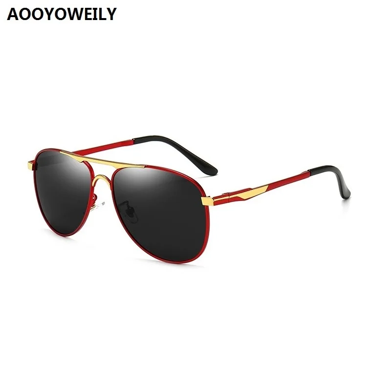 Classic Pilot Sunglasses Men Polarized Glasses Driving Metal Sun Glasses Women Vintage Brand Designer Red Shades Male Anti-glare