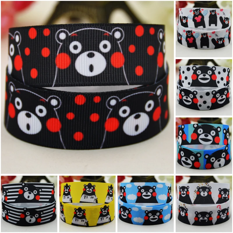 

7/8'' 22mm,1" 25mm,1-1/2" 38mm,3" 75mm Kumamon Cartoon Character printed Grosgrain Ribbon party decoration 10 Yards Mul090