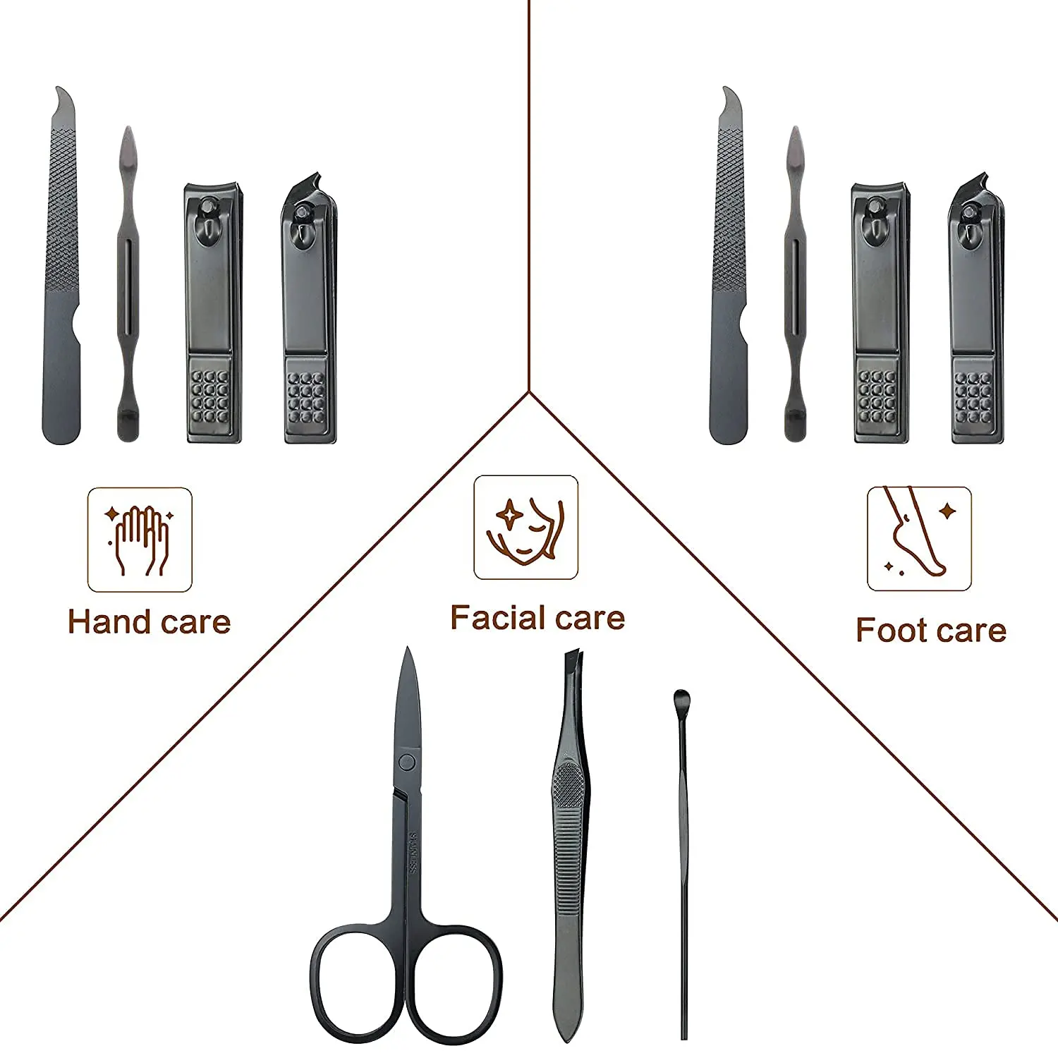 Ensemble d'outils professionnels de manucure et pédicure en acier inoxydable, 7 pièces, soins de nettoyage, coupe-ongles