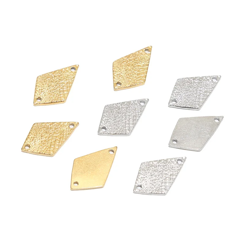 

10pcs Stainless Steel Gold Plated 13*21mm Geometric Rhombus Charm Connectors for DIY Jewelry Necklaces Bracelets Making Findings