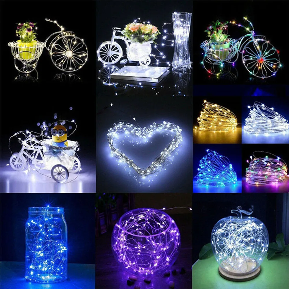 12pcs 2M Copper Wire LED String Light With Battery Holiday Lighting Fairy Garland For Christmas Tree Wedding Party Decoration