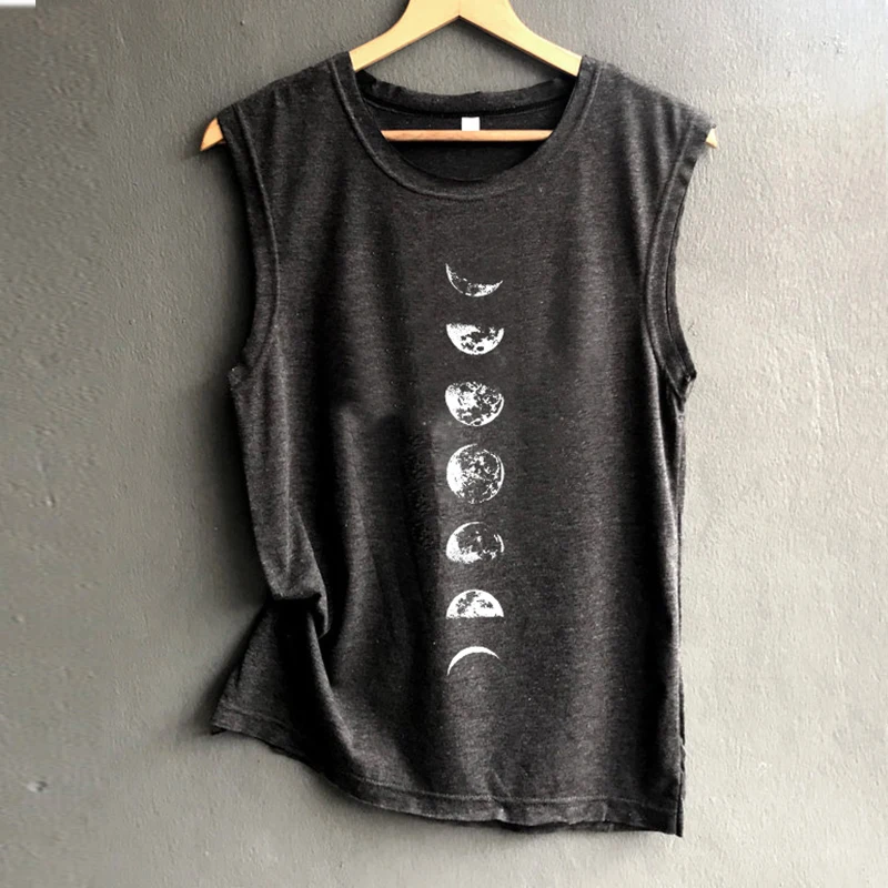 Moon Tank Sleeveless Tops Womens Clothing Casual Girls Love  Women Black Summer Fashion  Tanks Top Plus Size Sexy