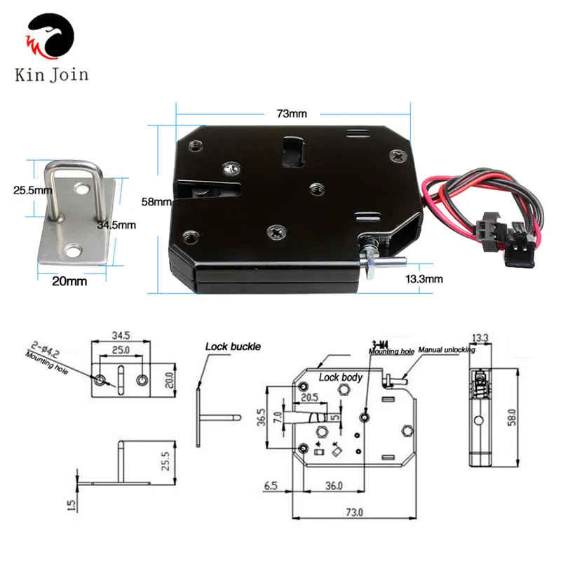 KINGJOIN small electric lock 12v door lock electromagnetic door lock easy to install smart electromagnetic cabinet lock