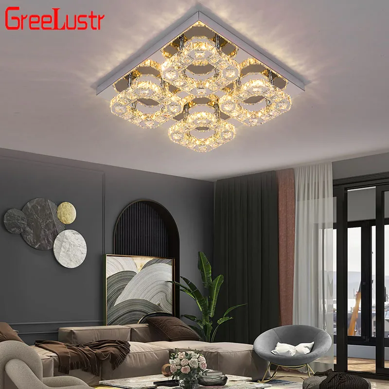 

Crystal Led Ceiling Lamp Square Modern Chandelier Ceiling Light Fixtures For Bedroom Hall Indoor Lighting Home Decor Dining Room