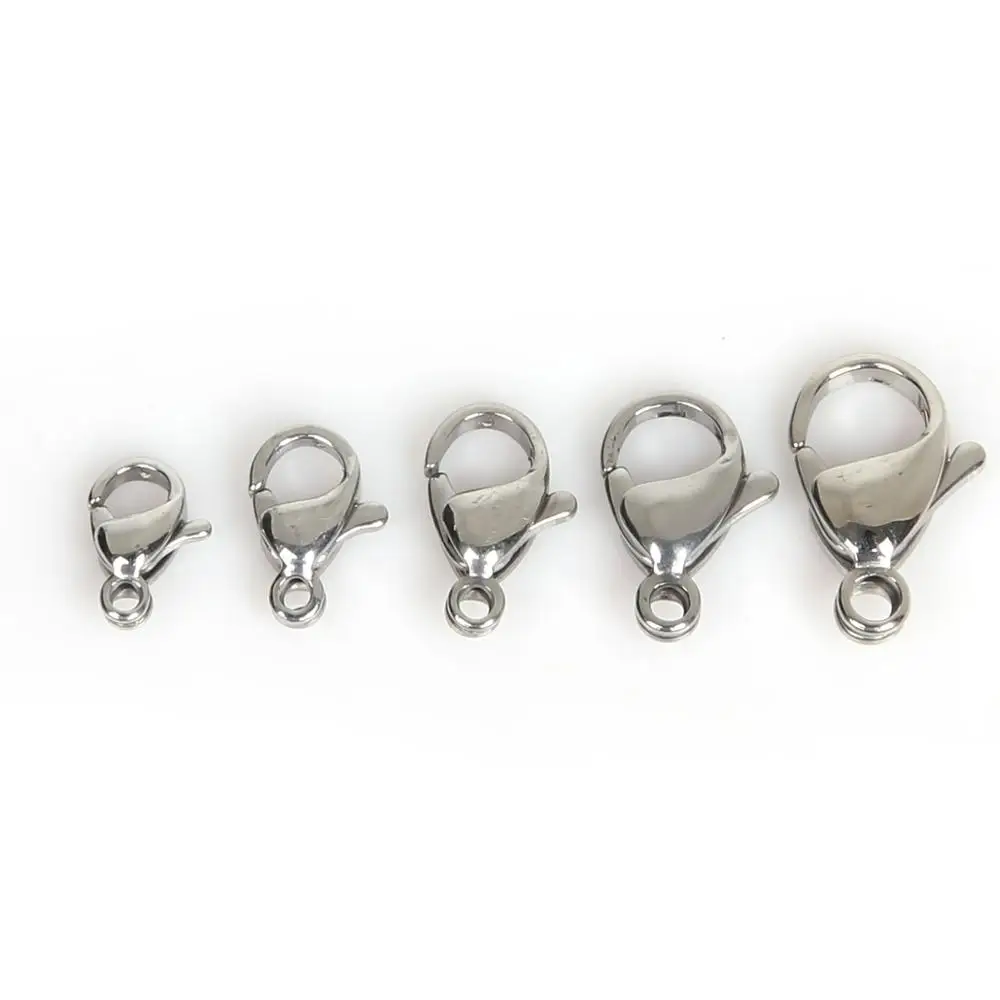 

10pcs Stainless Steel Lobster Clasps For Bracelets Necklaces 9-15mm Hooks Chain Closure Findings Accessories For Jewelry Making